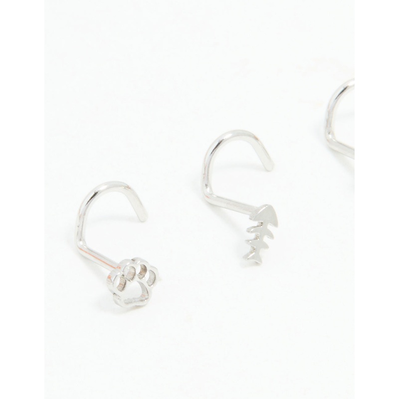 Surgical Steel Pet Motif Nose Stud 3-Pack