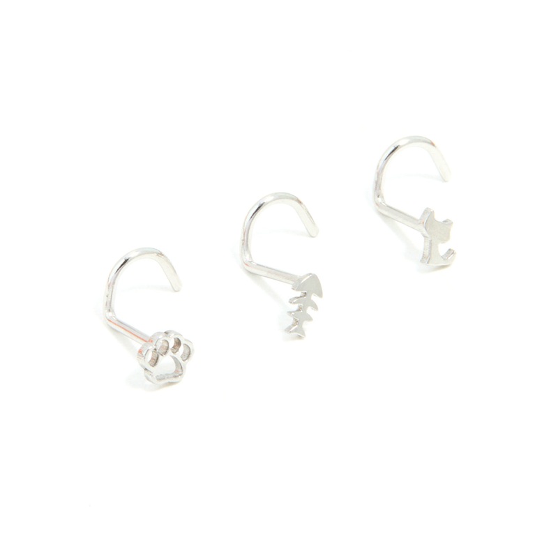 Surgical Steel Pet Motif Nose Stud 3-Pack