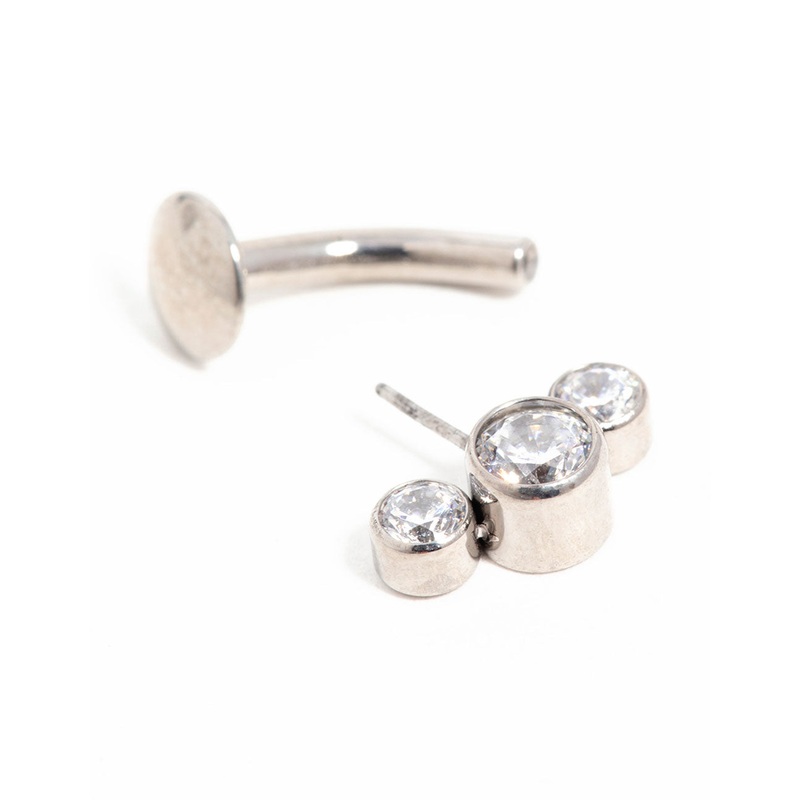 Titanium Cubic Zirconia Reversible Belly Bar