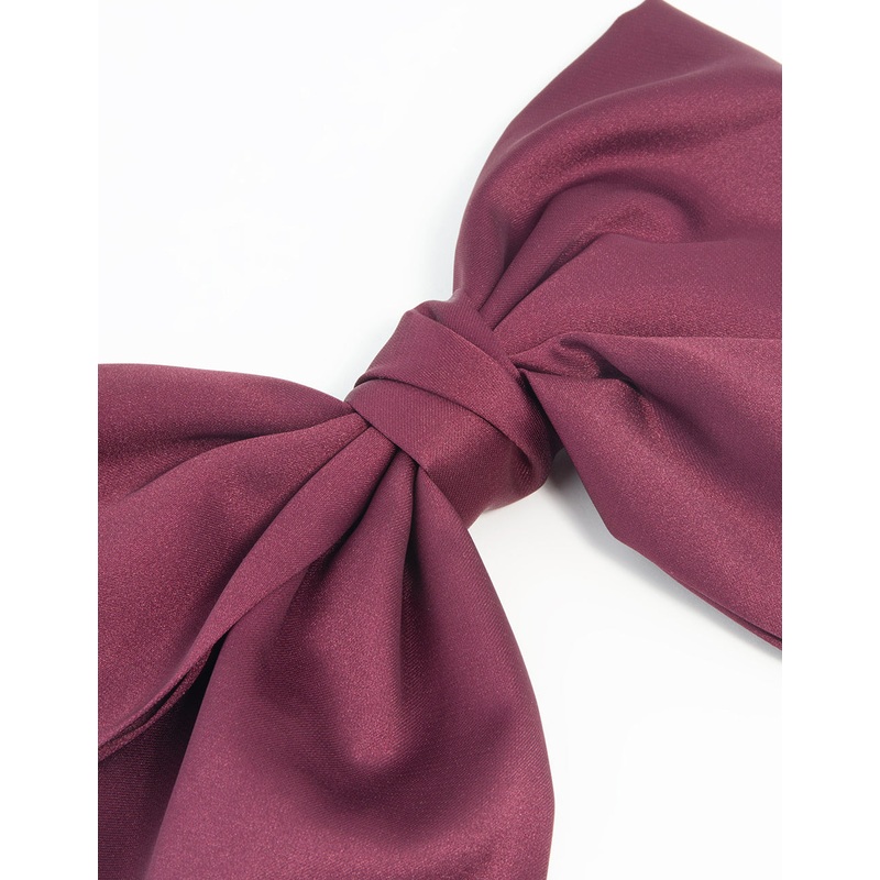 Burgundy Fabric Relaxed Medium Bow Clip