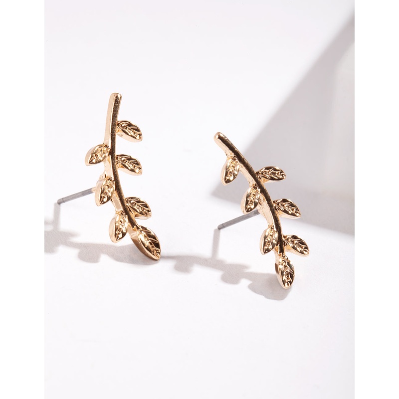 Gold Mini Leaf Stud Earrings