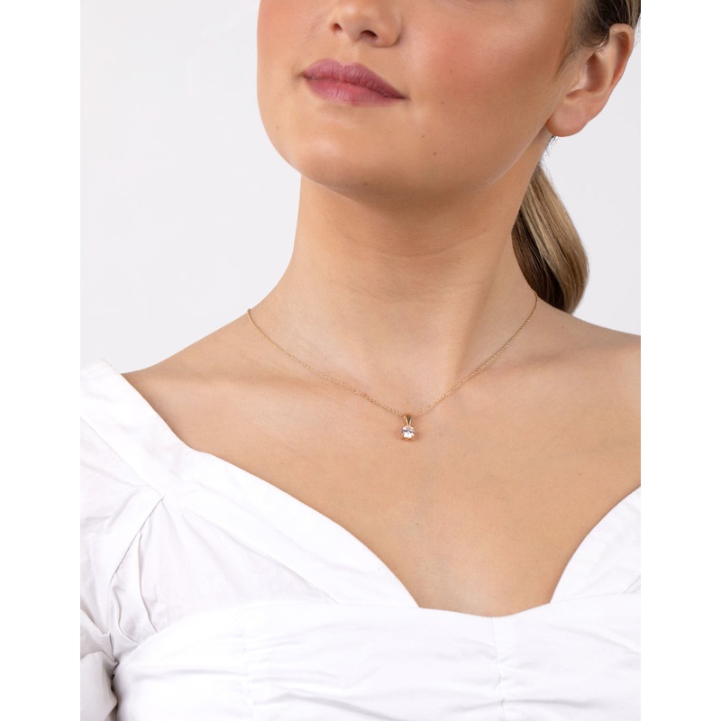 Gold Plated Sterling Silver 1 Carat Cubic Zirconia Necklace