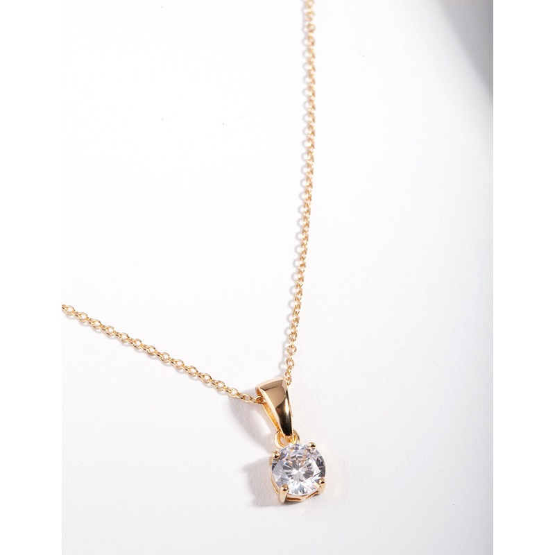 Gold Plated Sterling Silver 1 Carat Cubic Zirconia Necklace