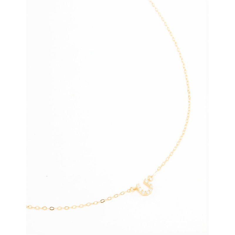 Gold Plated Sterling Silver Cubic Zirconia Horseshoe Necklace