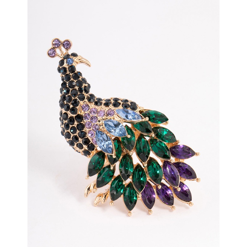Gold Sparkly Peacock Ring|SM|ML