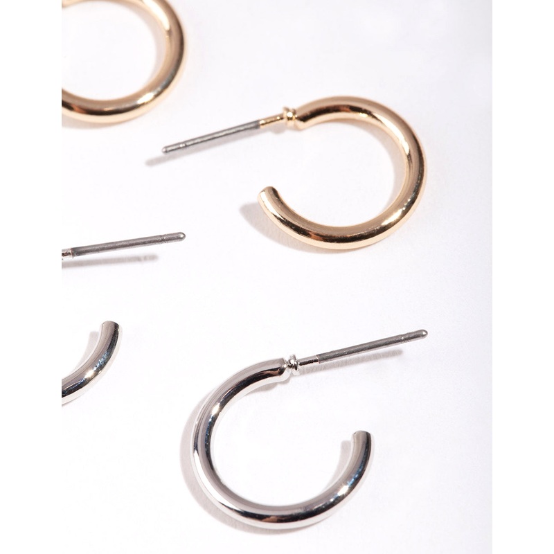 Mixed Metal 10mm Hoop Earring Pack