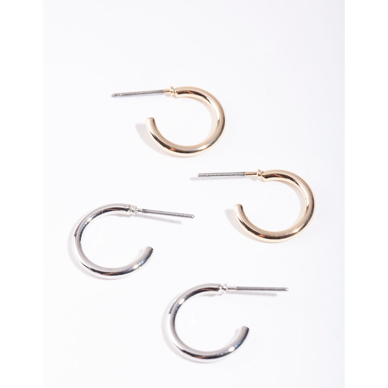 Mixed Metal 10mm Hoop Earring Pack