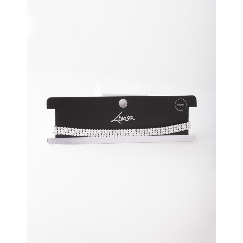 Silver Cubic Zirconia 3 Row Tennis Choker