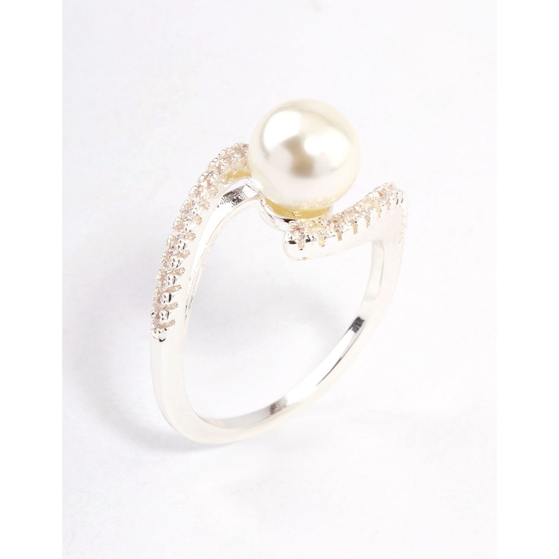Silver Plated Wrapped Pearl Ring