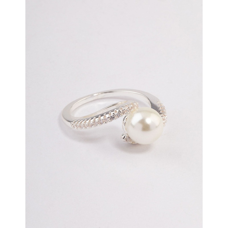 Silver Plated Wrapped Pearl Ring