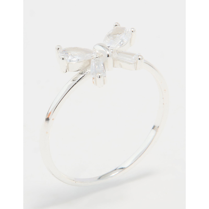 Sterling Silver Cubic Zirconia Bow Crystal Ring