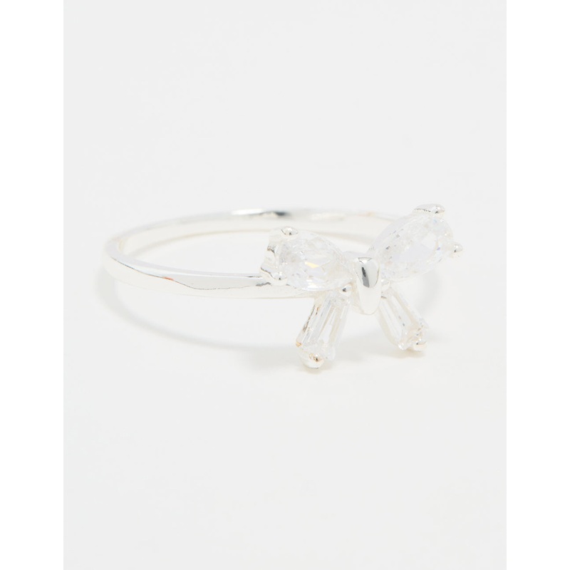 Sterling Silver Cubic Zirconia Bow Crystal Ring
