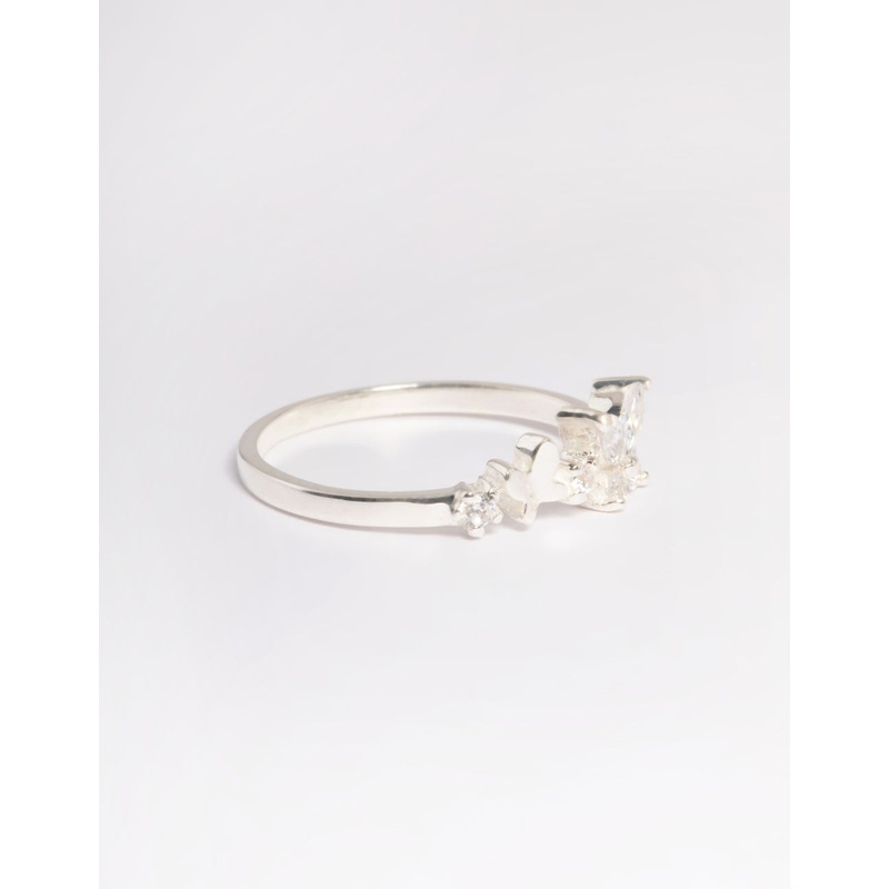 Sterling Silver Cubic Zirconia Butterfly Ring