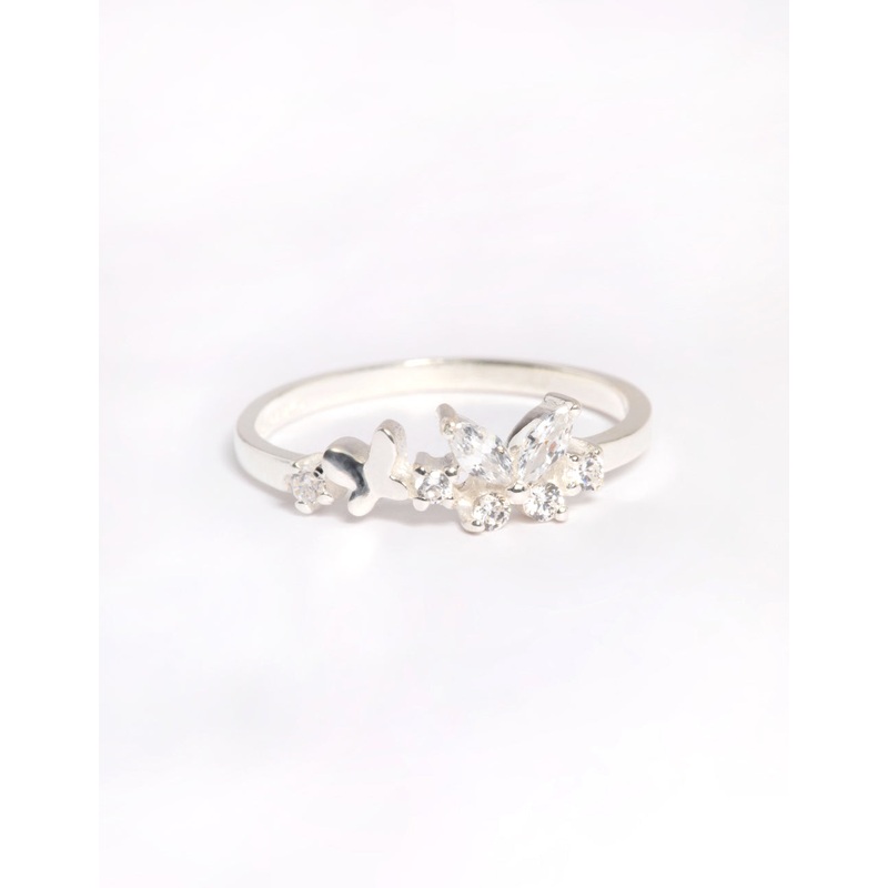 Sterling Silver Cubic Zirconia Butterfly Ring