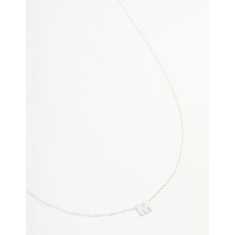 Sterling Silver Letter  M Necklace
