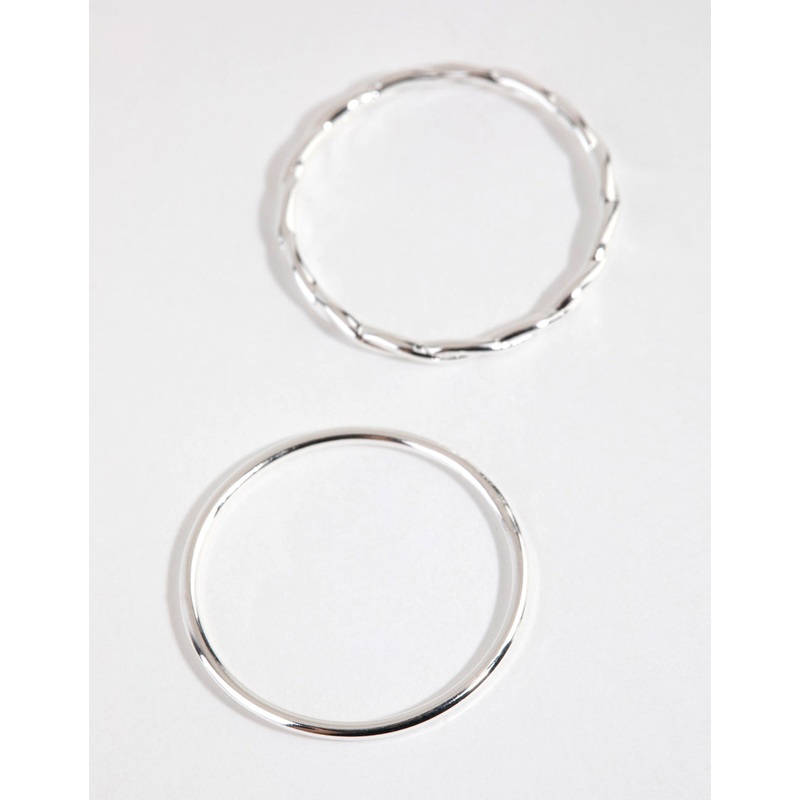 Sterling Silver Twisted & Polished Ring Set