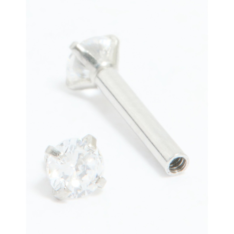 Surgical Steel Cubic Zirconia Reversible Flat Back Stud