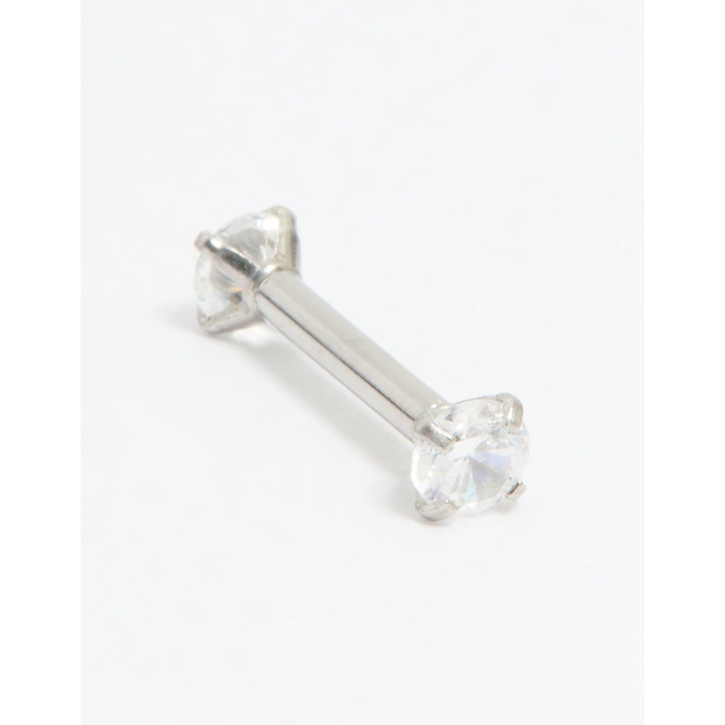 Surgical Steel Cubic Zirconia Reversible Flat Back Stud