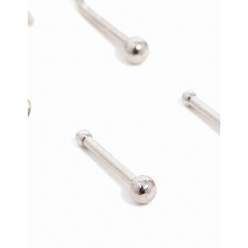 Titanium Cubic Zirconia Classic Nose Studs 6-Pack