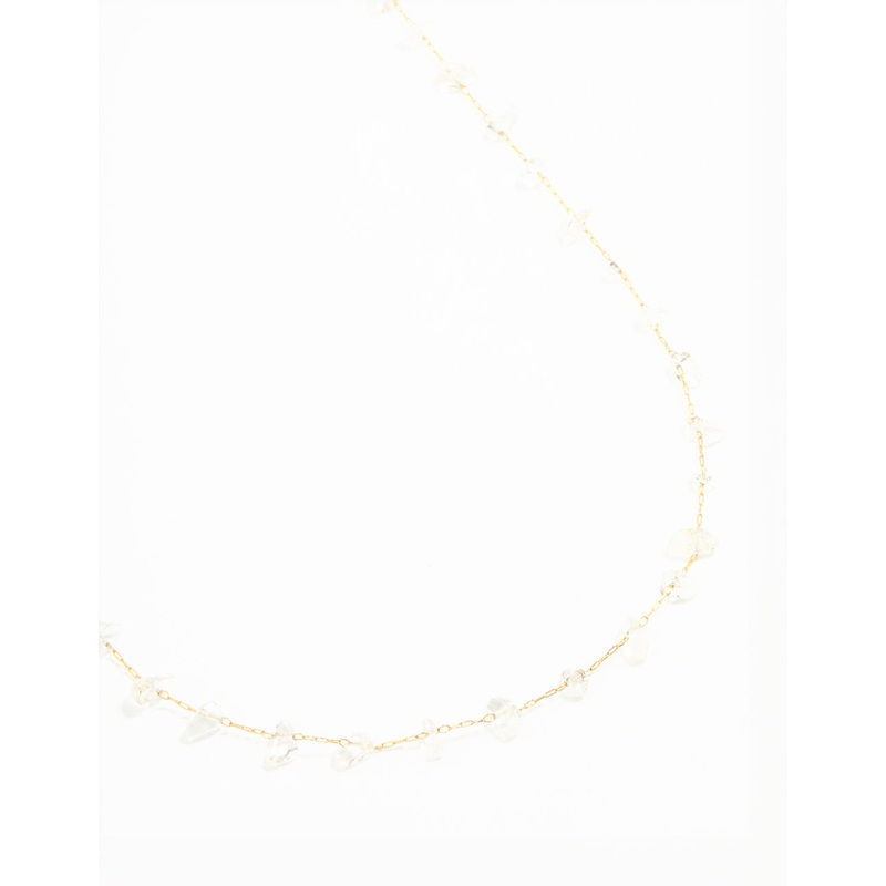 Waterproof Gold Plated Stainless Steel Clear Semiprecious Stone Waist Chain