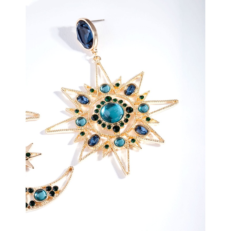 Blue Statement Celestial Earrings