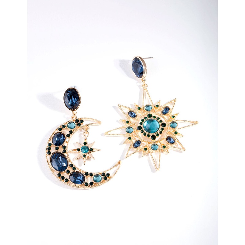 Blue Statement Celestial Earrings