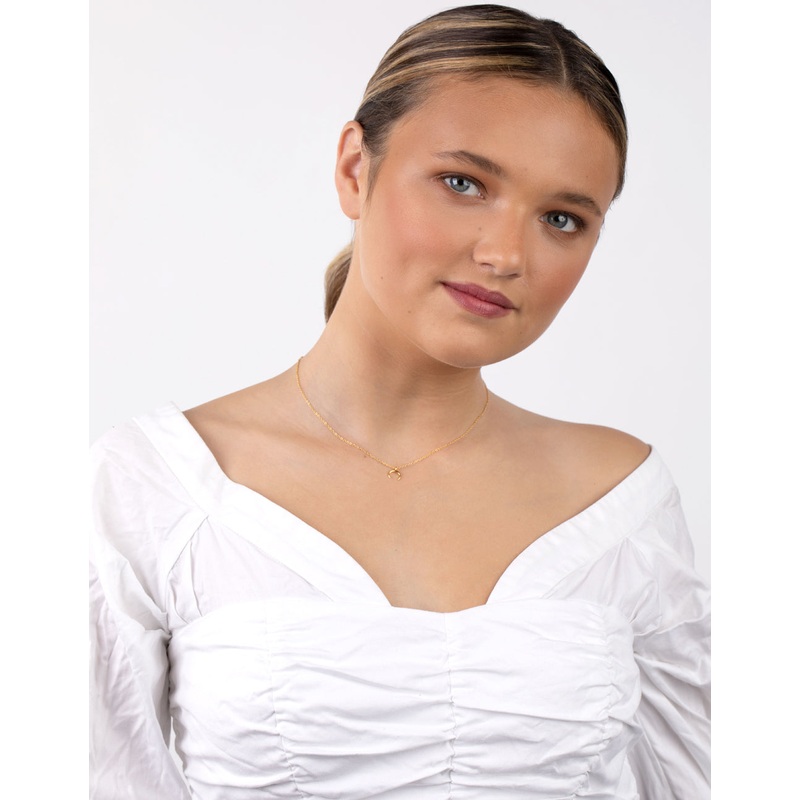 Gold Plated Sterling Silver Crescent Moon Necklace