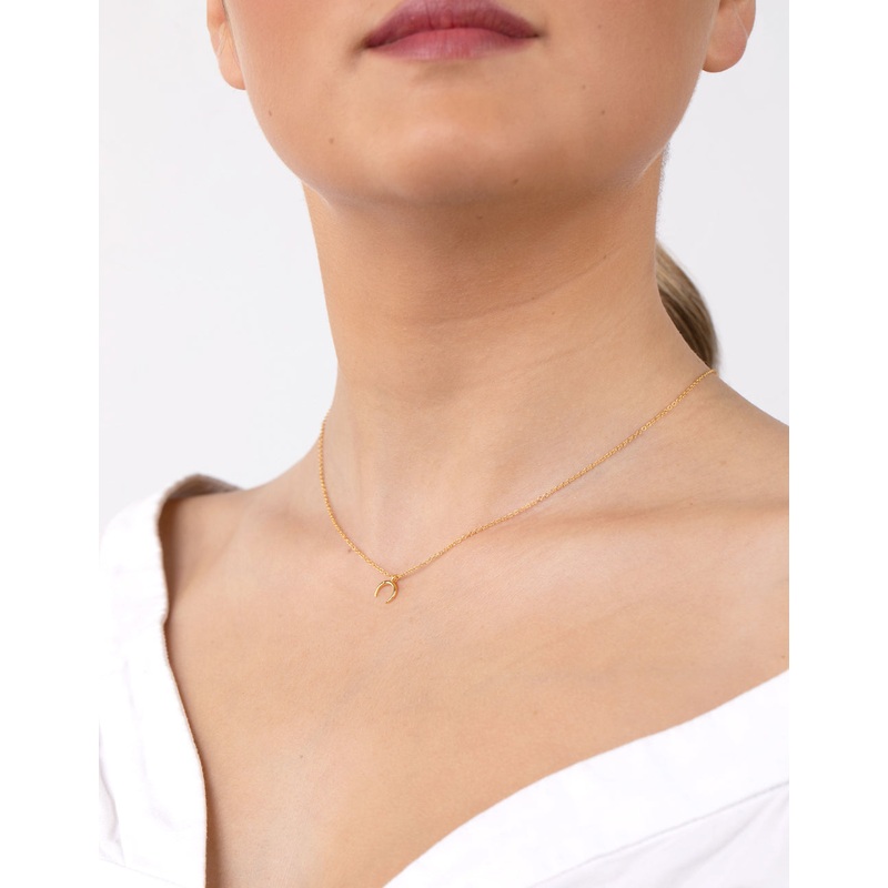 Gold Plated Sterling Silver Crescent Moon Necklace