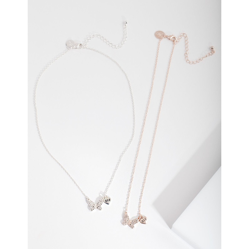 Kids Mixed Metal Butterfly Necklace Pack