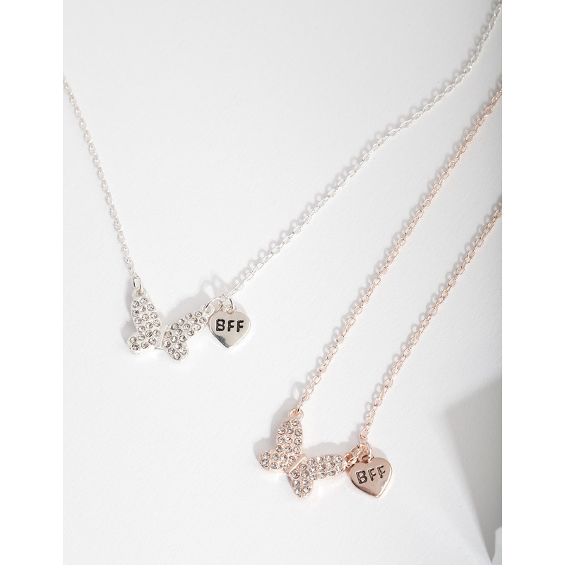 Kids Mixed Metal Butterfly Necklace Pack