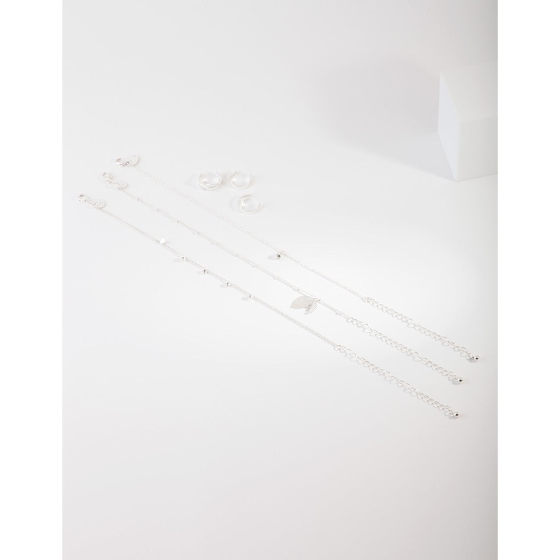 Silver Leaf Anket & Toe Ring Set