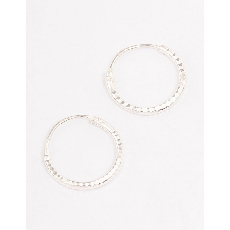 Sterling Silver Diamante Hoop Earrings 12mm