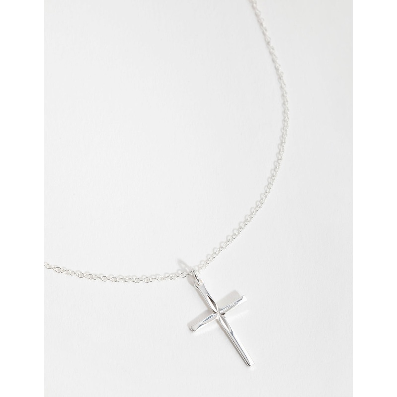 Sterling Silver Diamond Cut Cross Necklace
