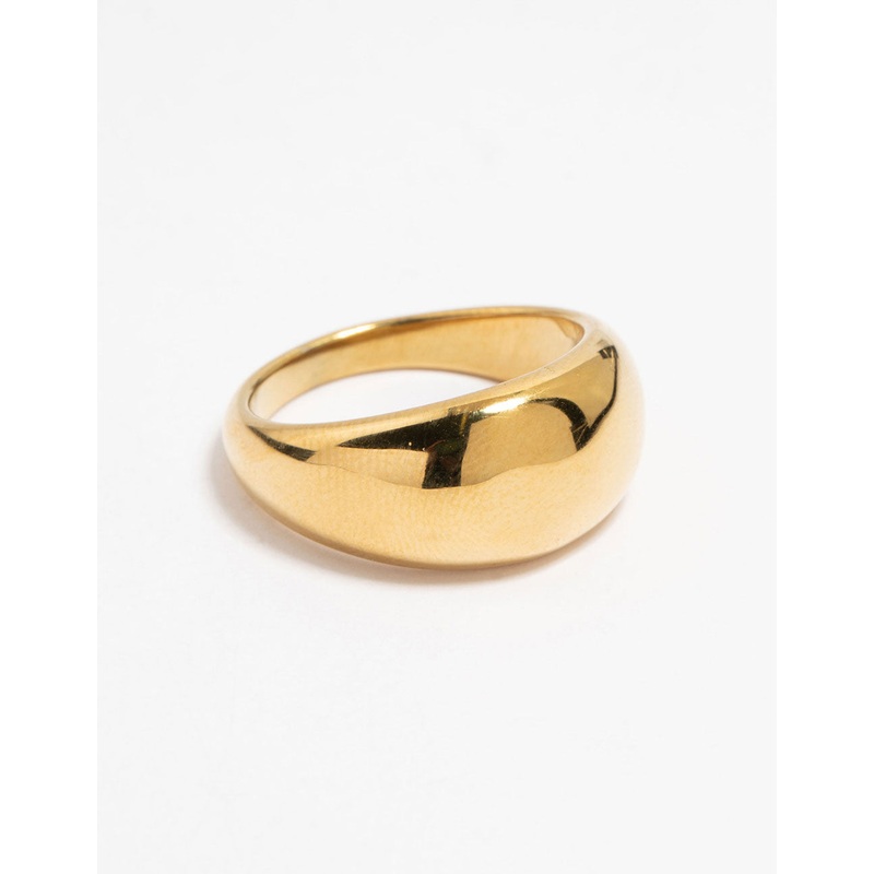 Waterproof Gold Plated Stainless Steel Sleek Chunky Ring