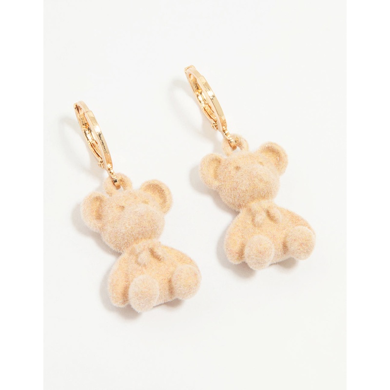 Gold Bear Huggie Drop Earrings