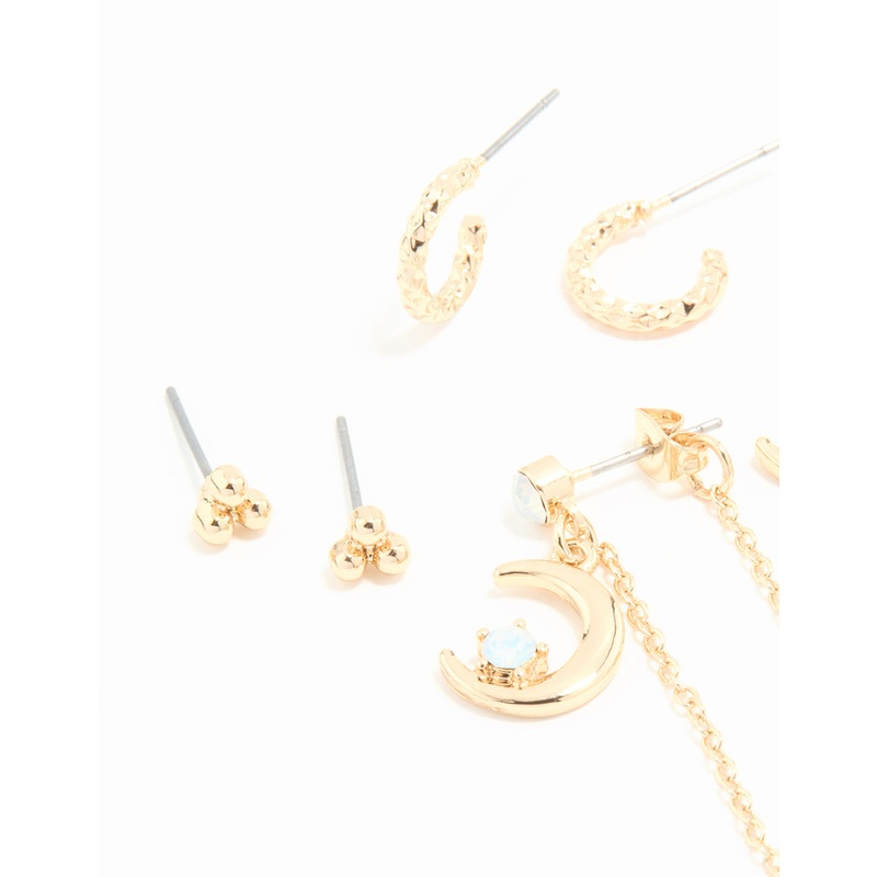 Gold Celestial Stacker Earrings 5-Pack