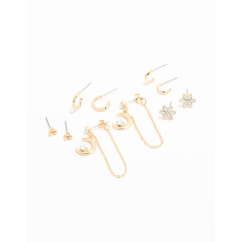 Gold Celestial Stacker Earrings 5-Pack