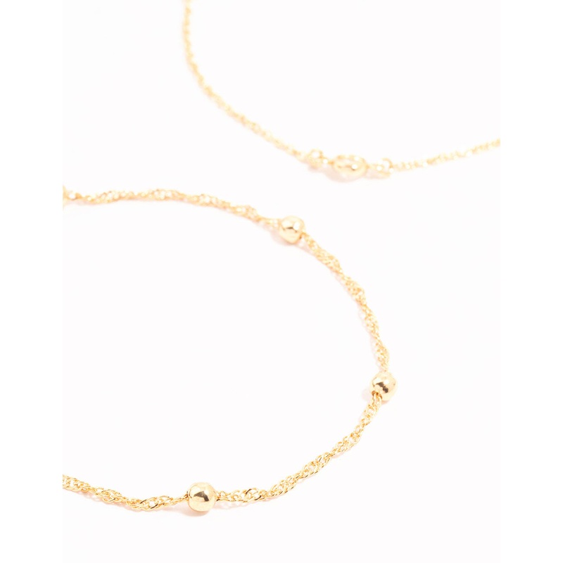 Gold Diamante & Ball Chain Bracelets 2-Pack