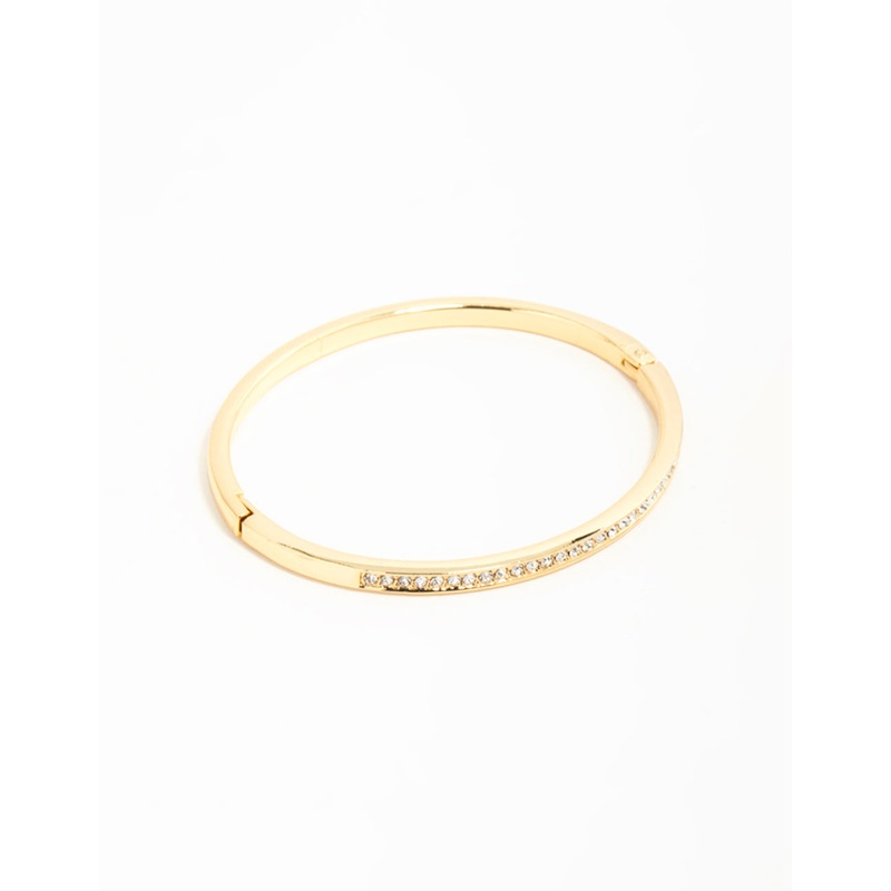 Gold Diamante Hinged Bangle