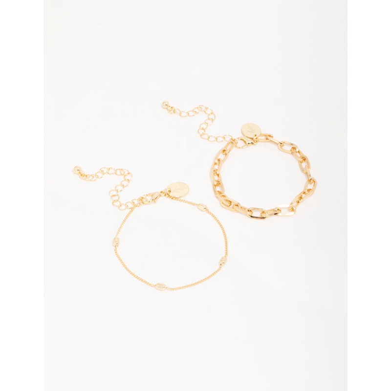 Gold Paperclip Bracelets 2-Pack