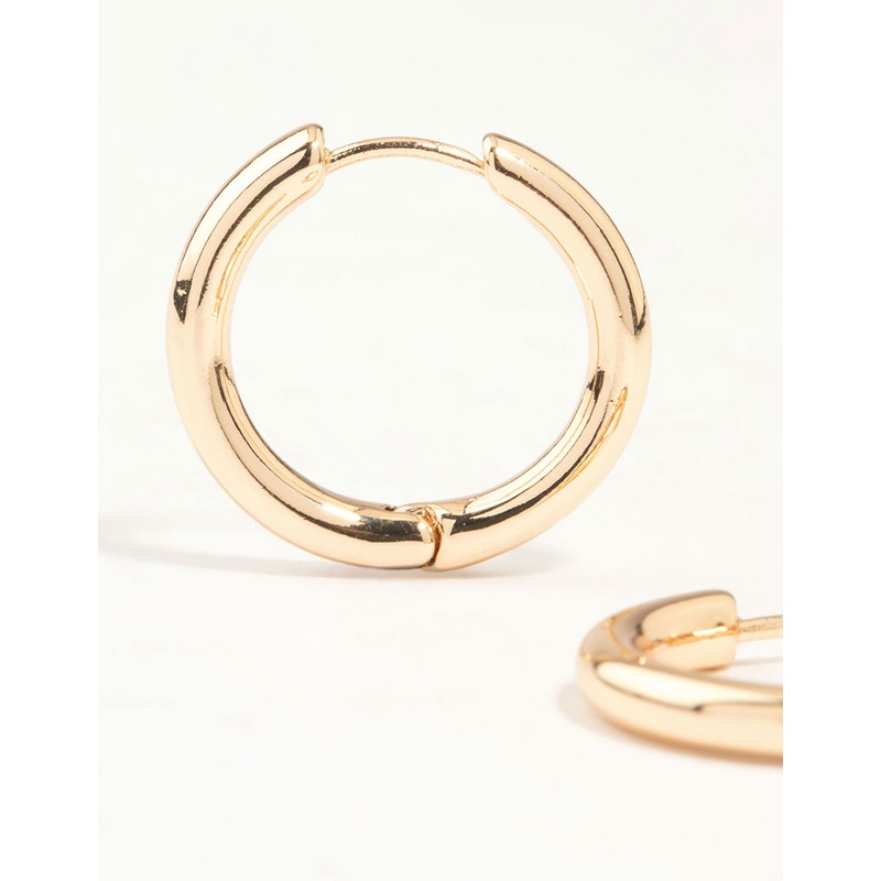 Gold Round Medium Huggie Earrings