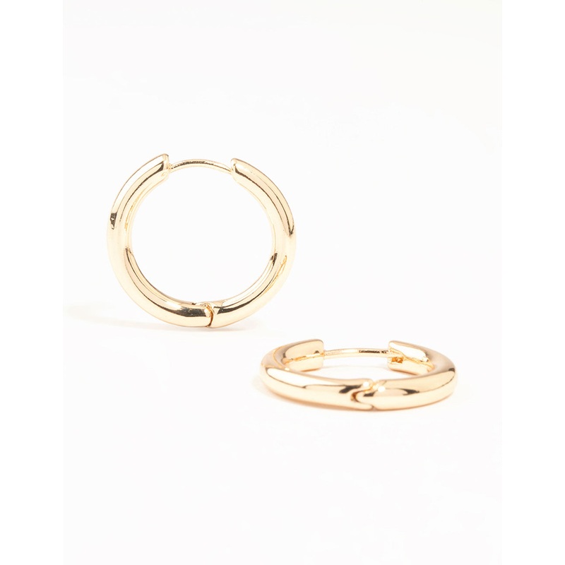 Gold Round Medium Huggie Earrings