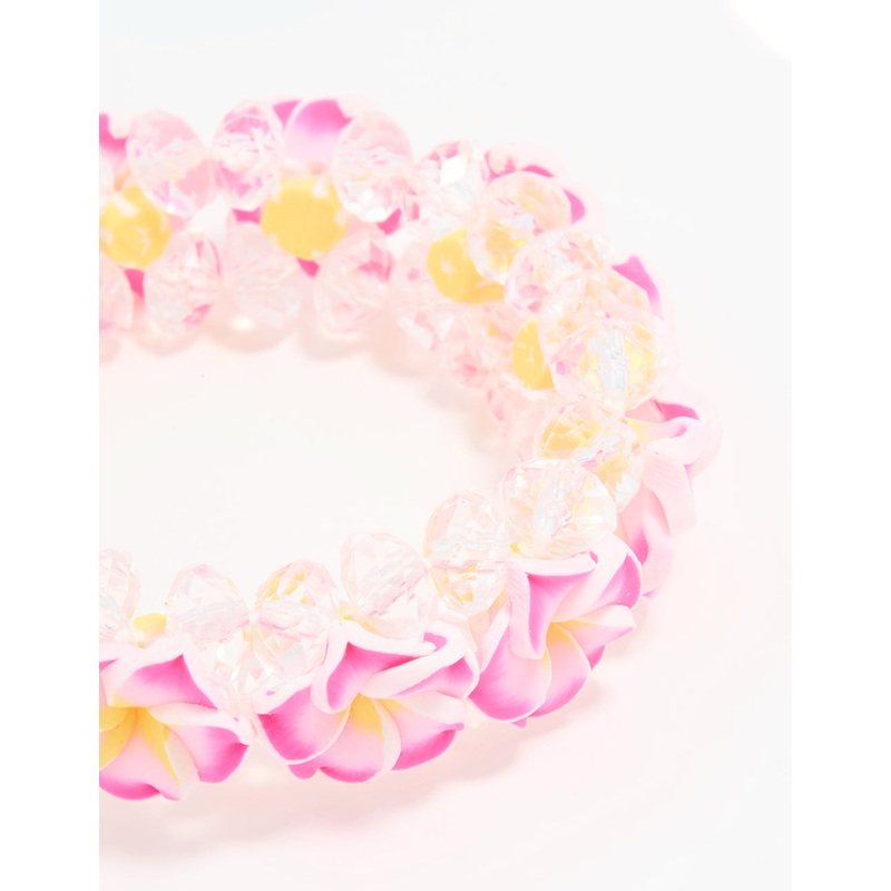 Kids Beaded Frangipani Flower Stretch Bracelet