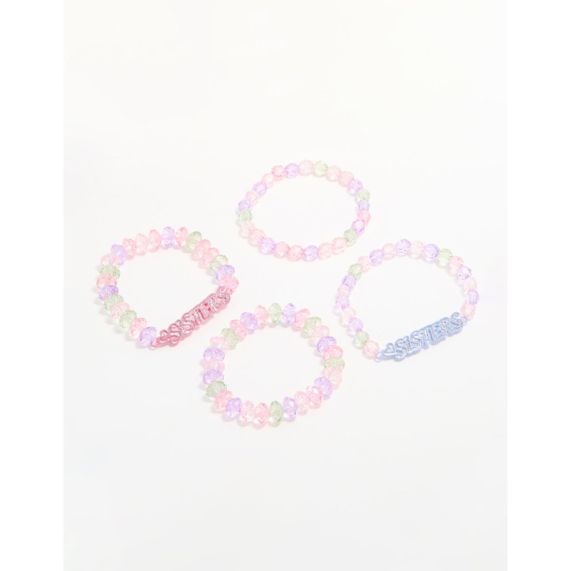 Kids Beaded Sister Stretch Bracelets 4-Pack