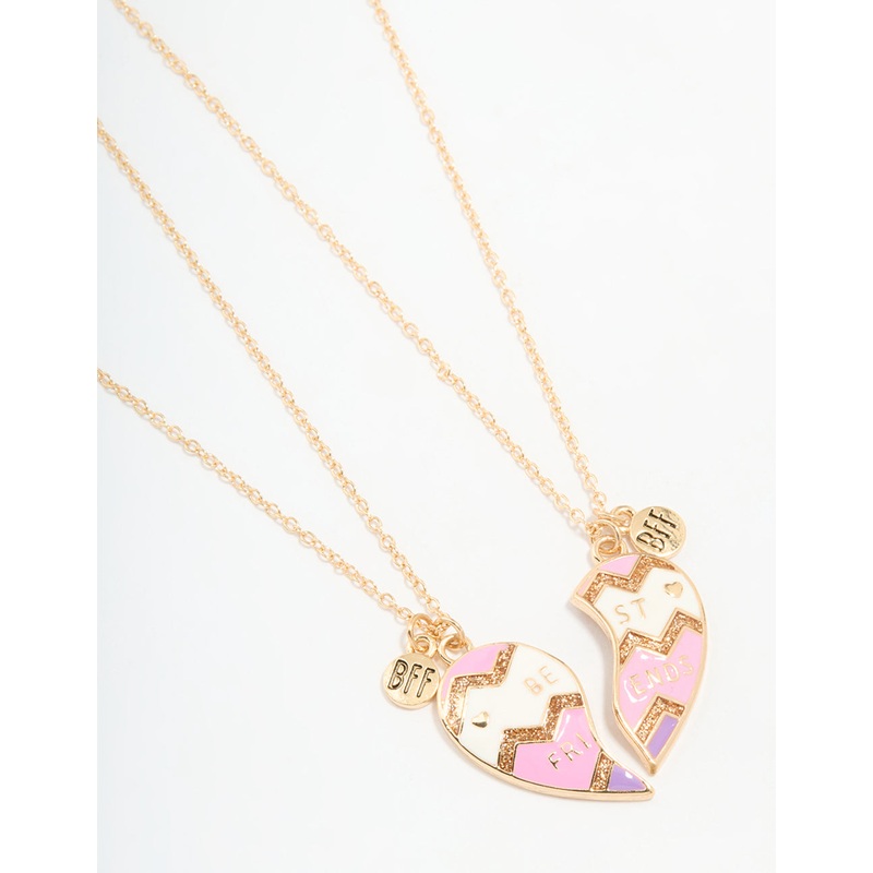 Kids Gold BFF Heart Necklaces 2-Pack