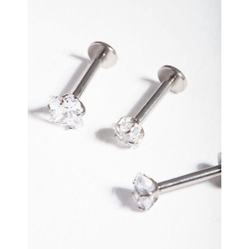 Surgical Steel Cubic Zirconia Multi Stone Flat Back Earring Pack