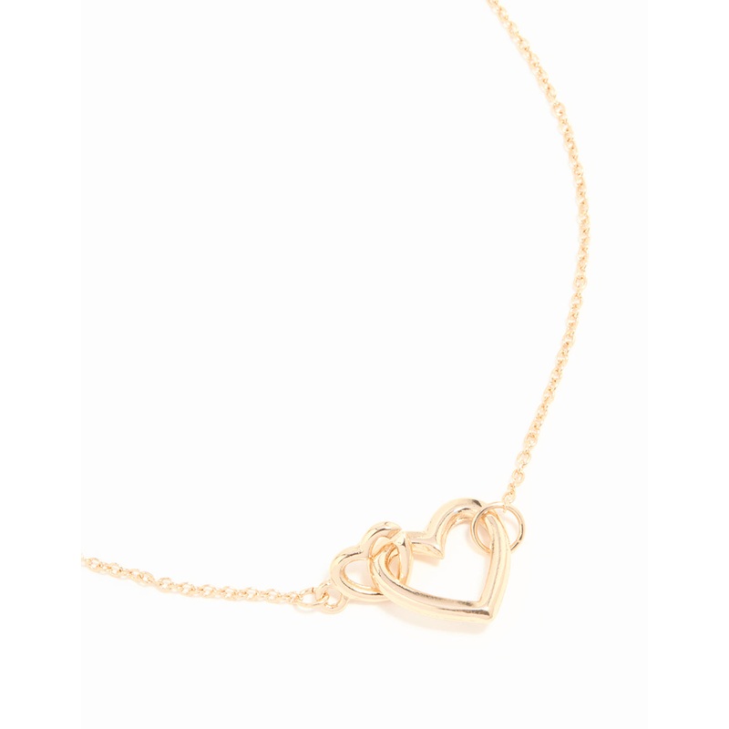 Gold Heart Link Pendant Necklace