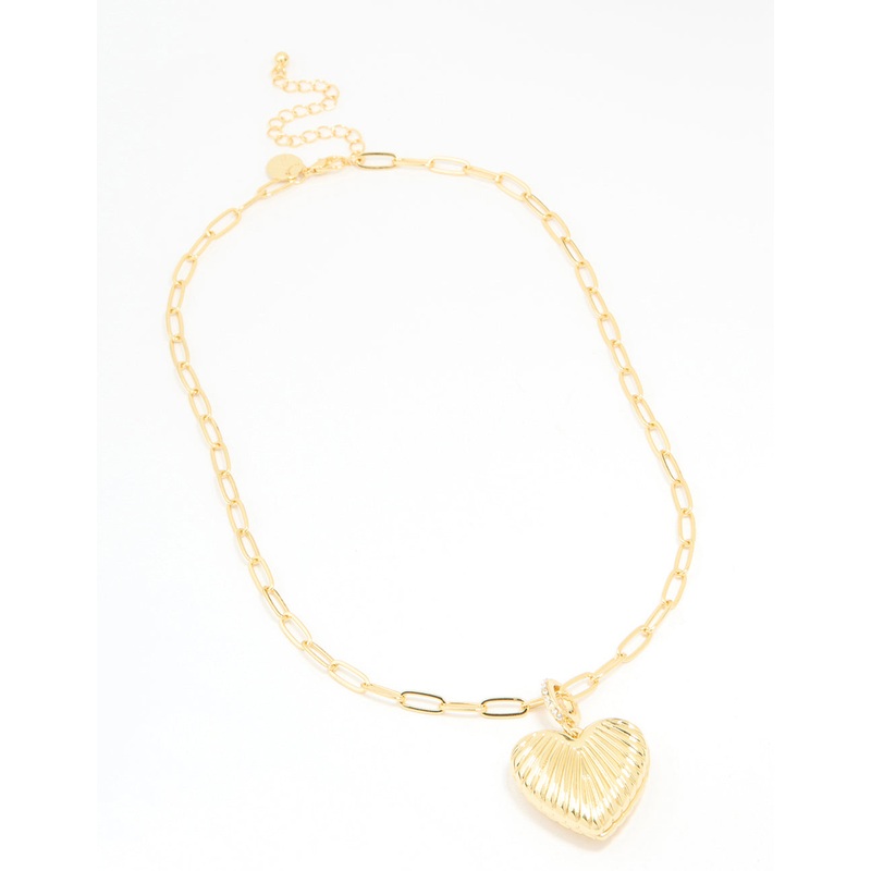 Gold Plated Diamante Heart Locket Necklace