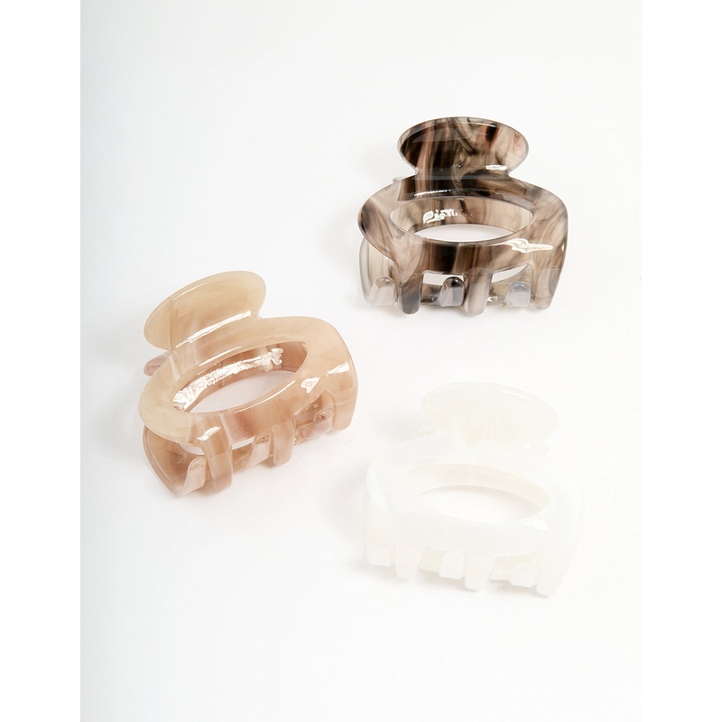 Neutral Acrylic Mini Oval Claw Clips 3-Pack