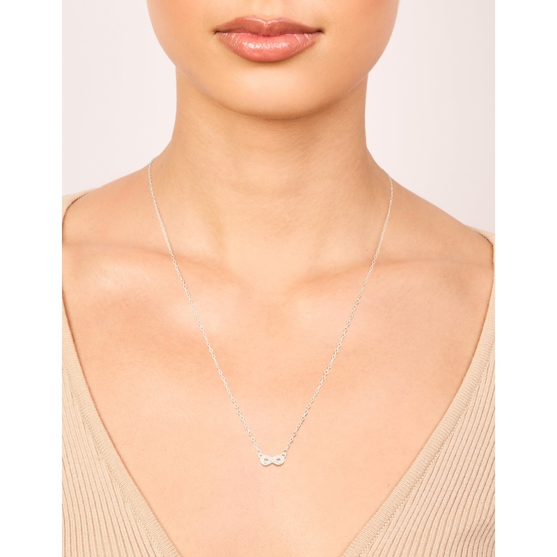 Sterling Silver Cubic Zirconia Infinity Necklace
